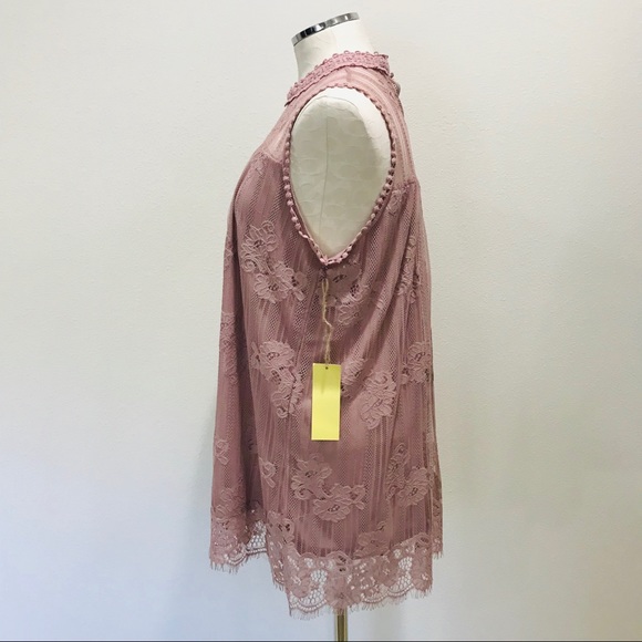 🆕 Boho Mauve Lace Tank Plus - Picture 2 of 13